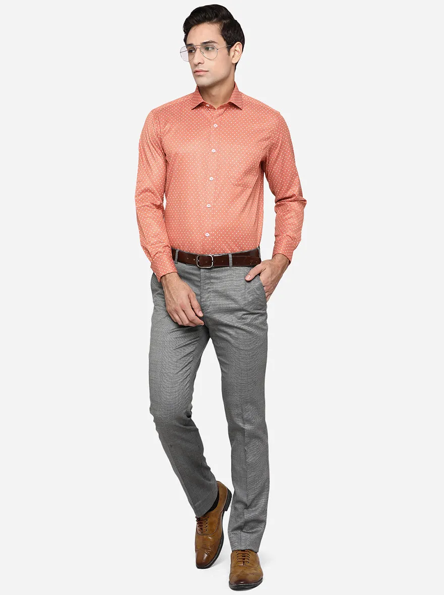 Carrot Pink Printed Slim Fit Formal Shirt | Greenfibre