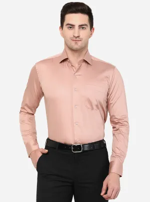 Carrot Pink Solid Slim Fit Formal Shirt | Metal
