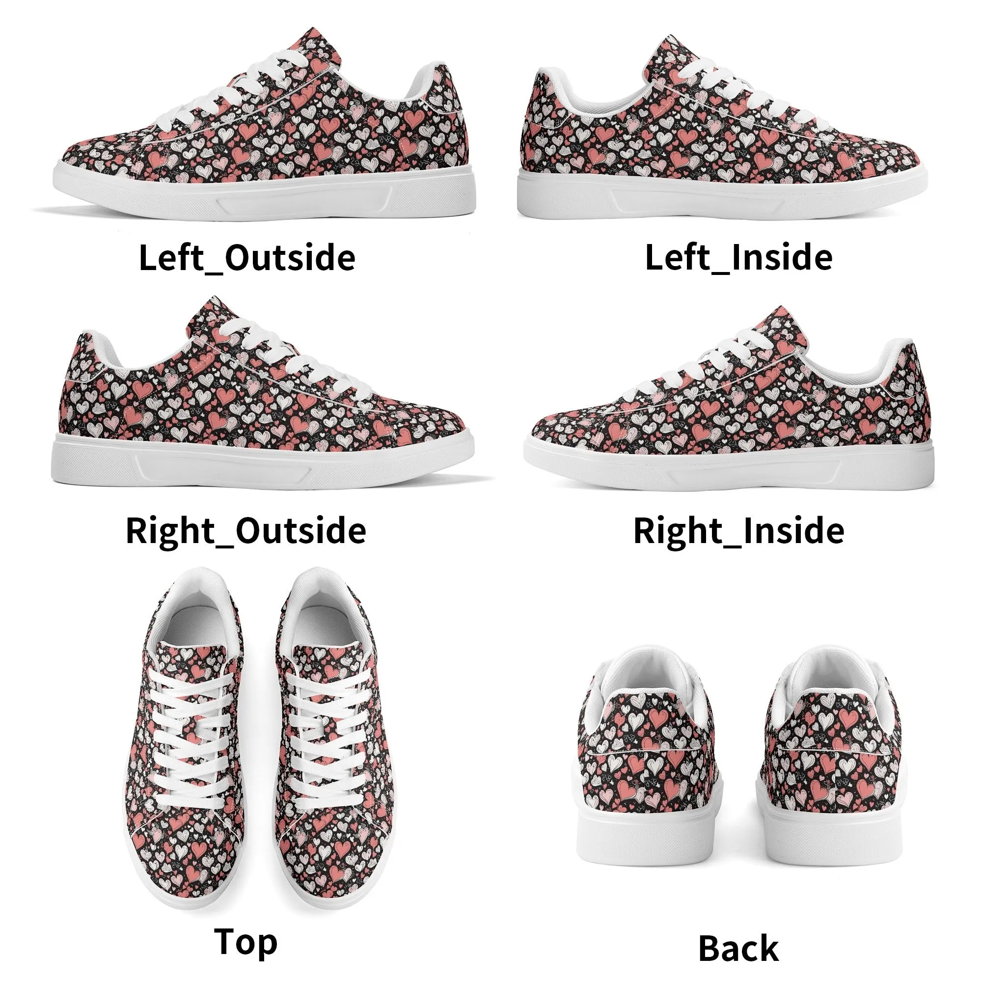 Colorful Hearts Adult Lightweight Brand Low Top Leather Shoes