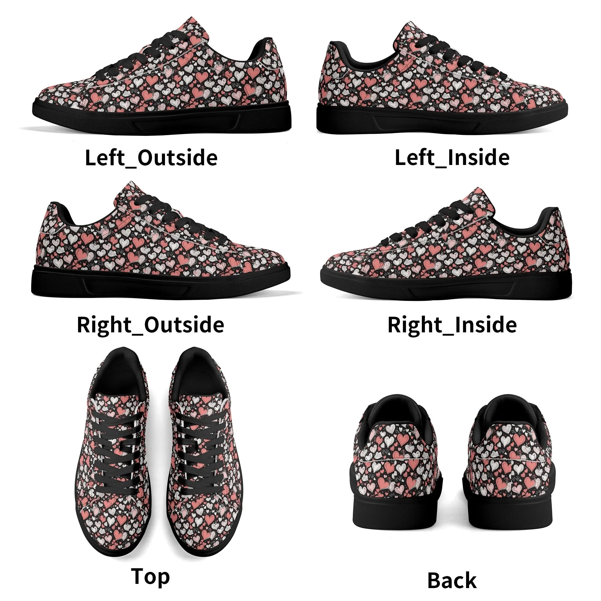 Colorful Hearts Adult Lightweight Brand Low Top Leather Shoes