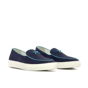 DapperFam King in Navy Men's Linen Belgian Sneaker