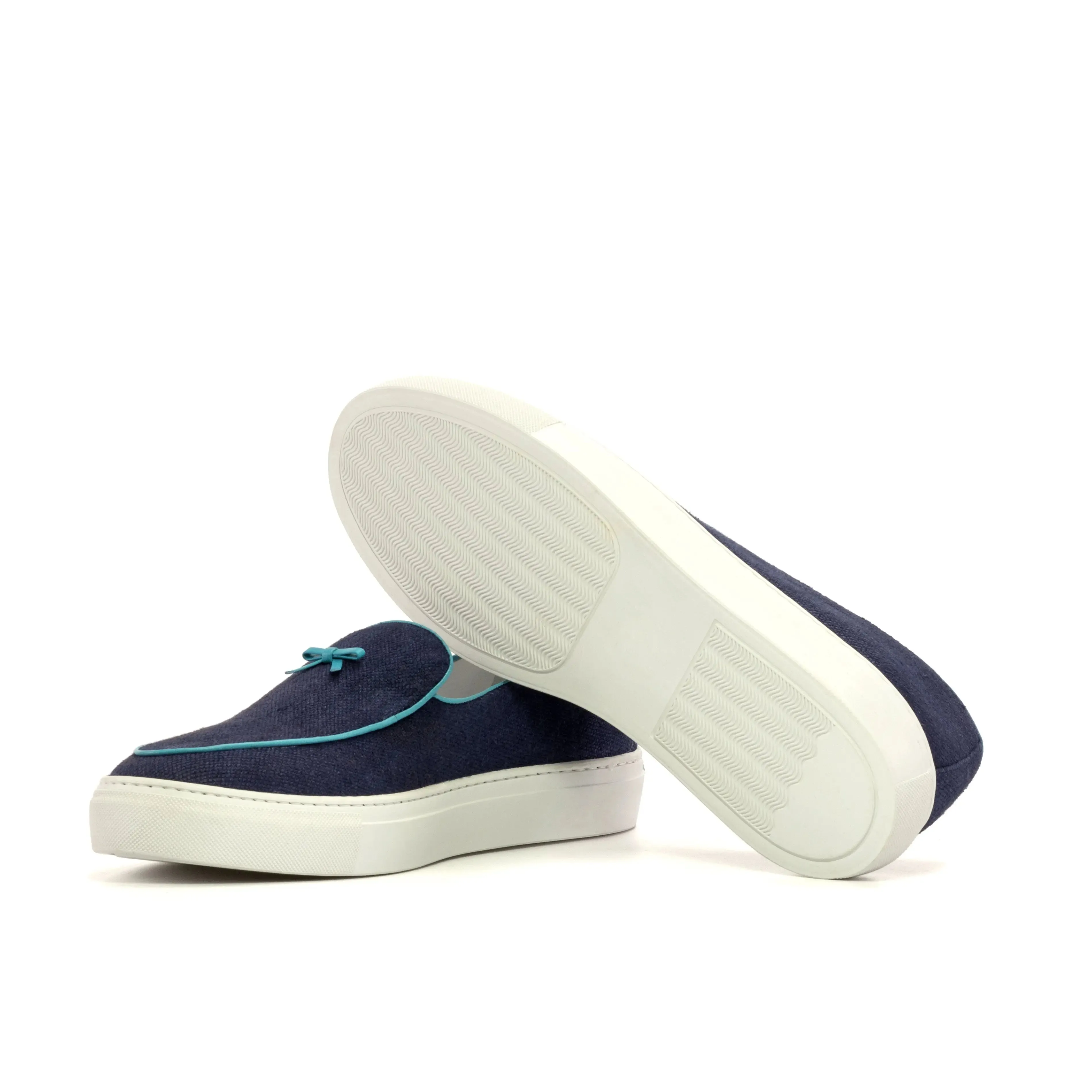 DapperFam King in Navy Men's Linen Belgian Sneaker