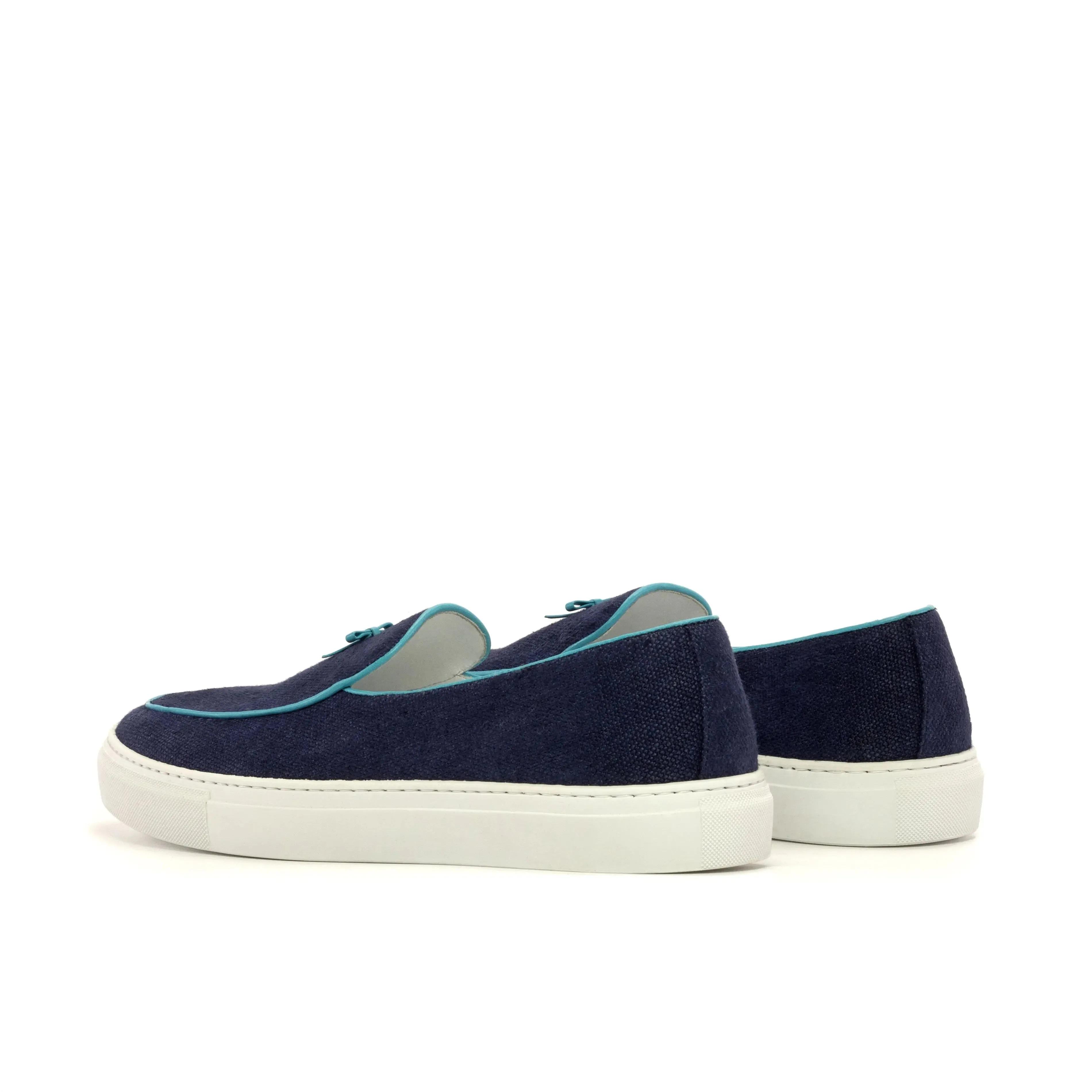 DapperFam King in Navy Men's Linen Belgian Sneaker
