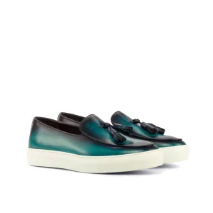 DapperFam King in Turquoise Men's Italian Leather Belgian Sneaker