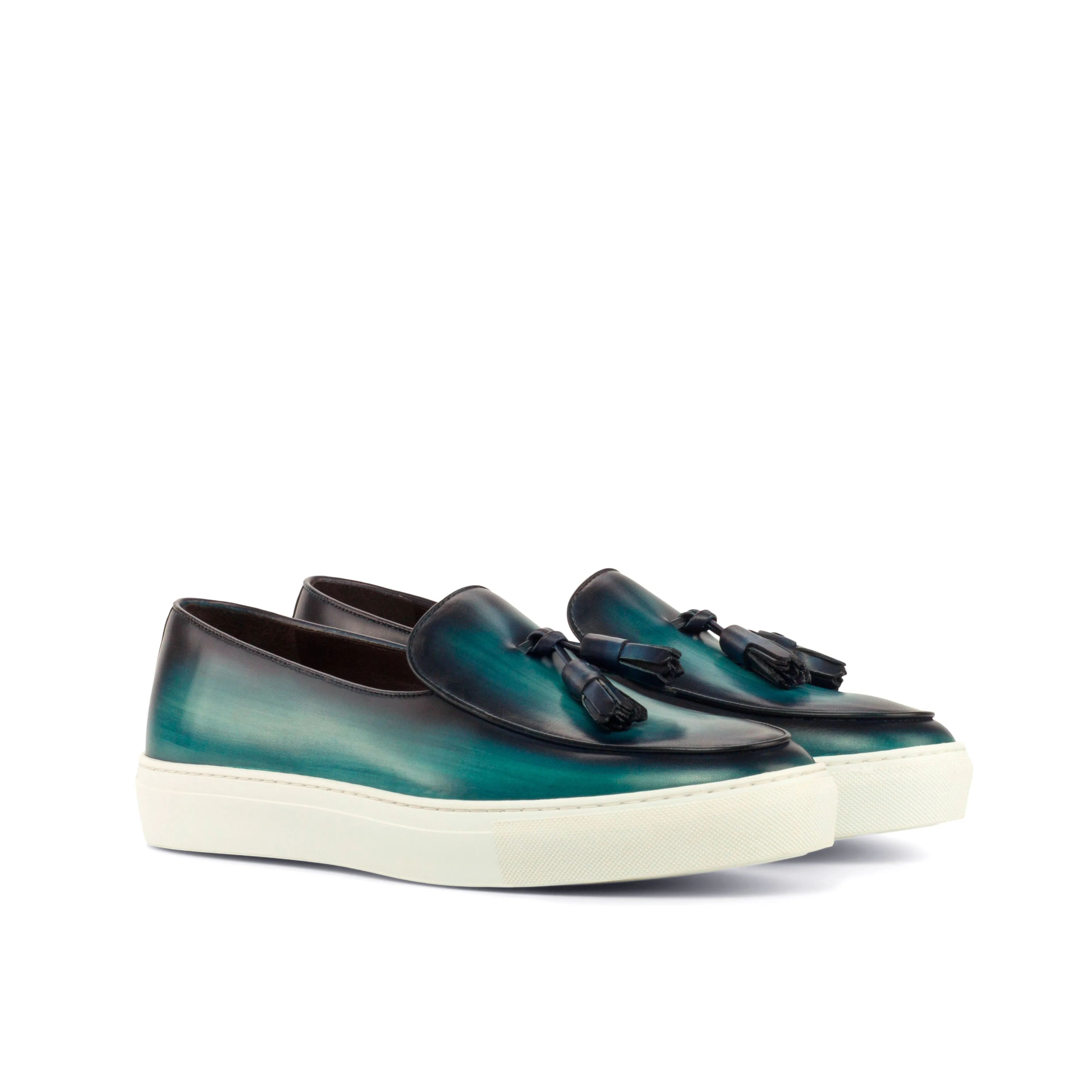 DapperFam King in Turquoise Men's Italian Leather Belgian Sneaker