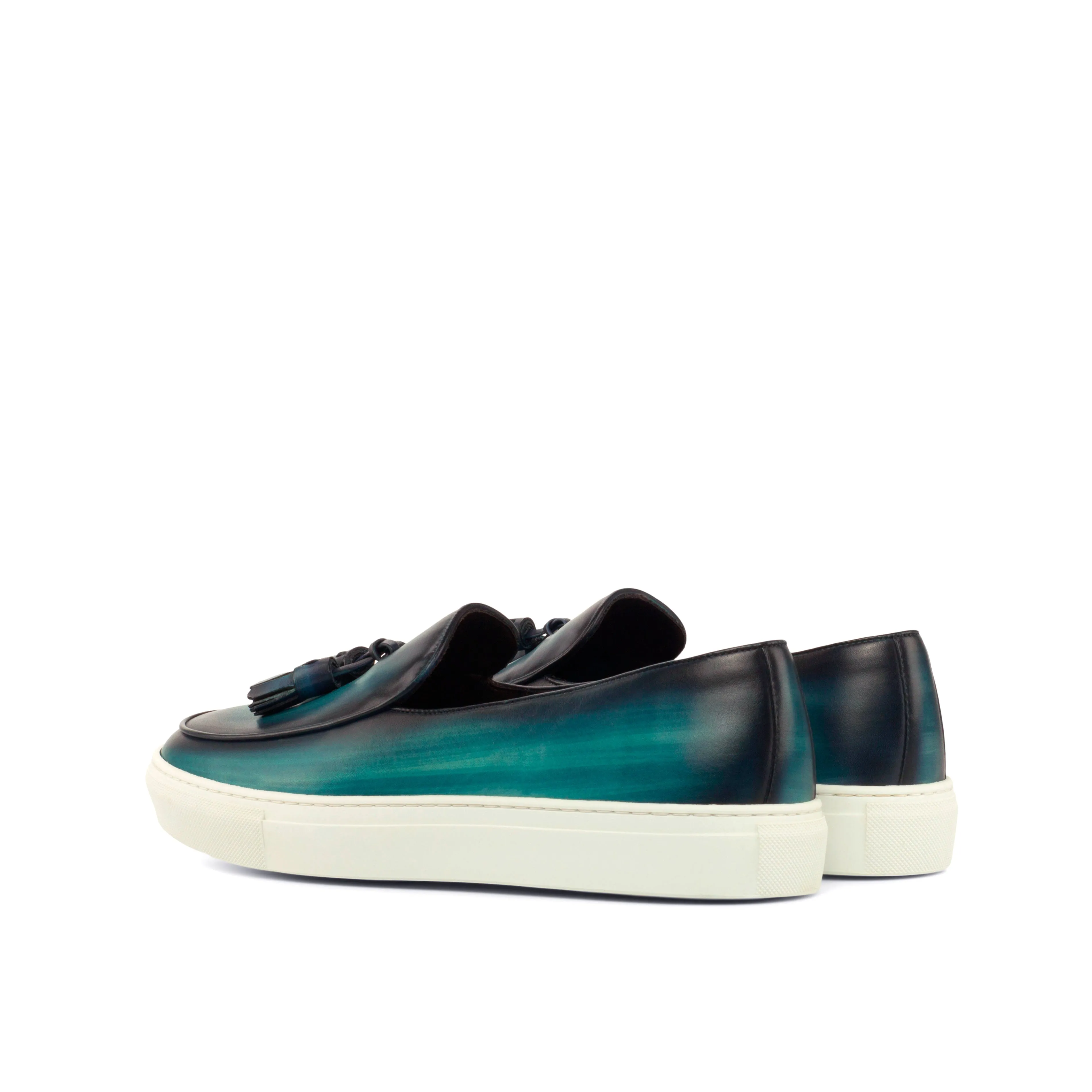 DapperFam King in Turquoise Men's Italian Leather Belgian Sneaker