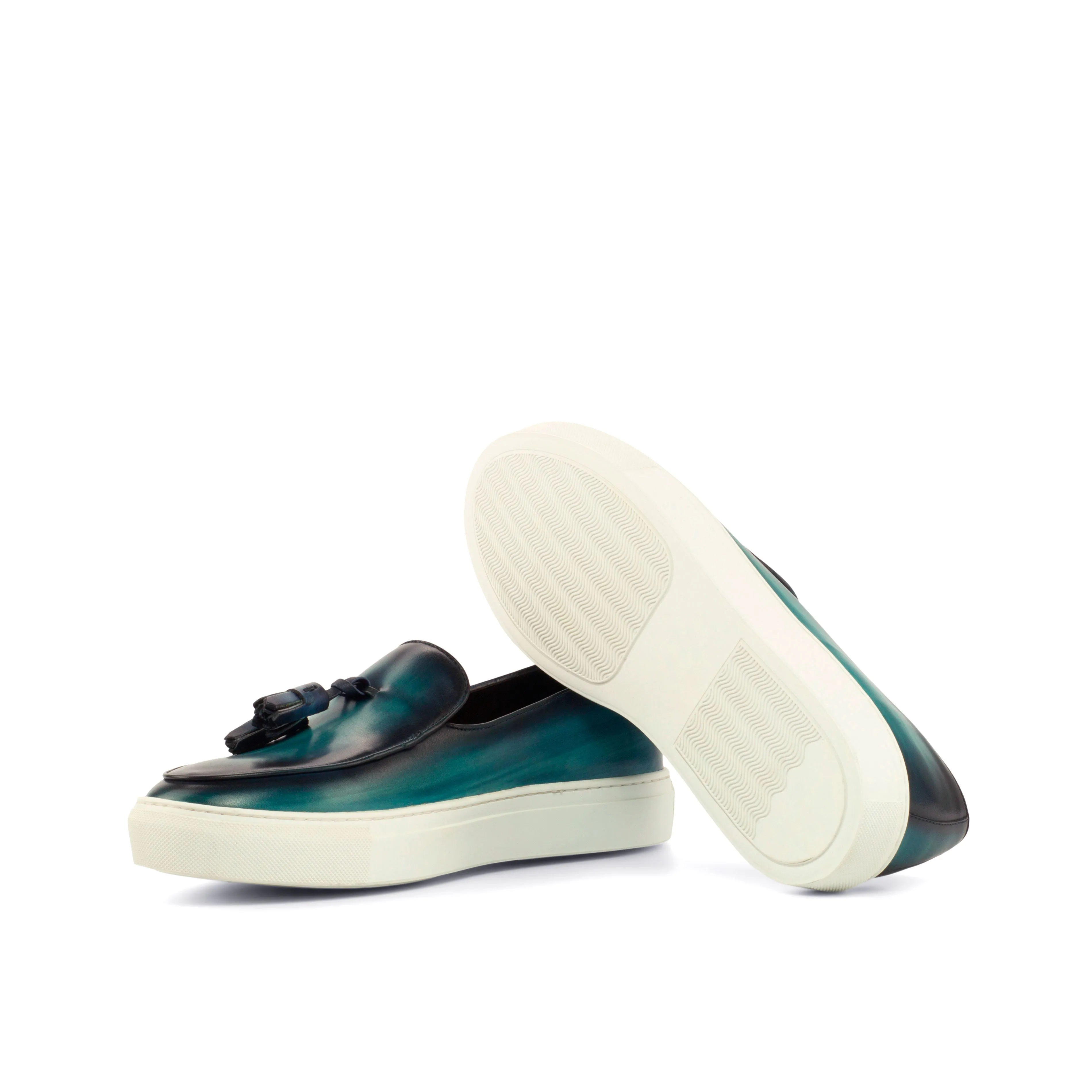 DapperFam King in Turquoise Men's Italian Leather Belgian Sneaker