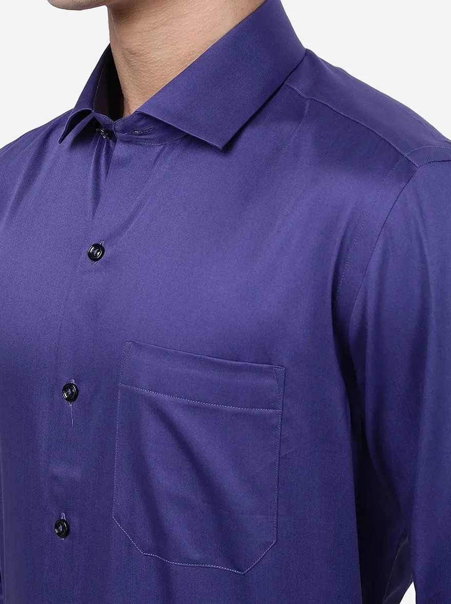 Dark Purple Solid Slim Fit Formal Shirt | Greenfibre