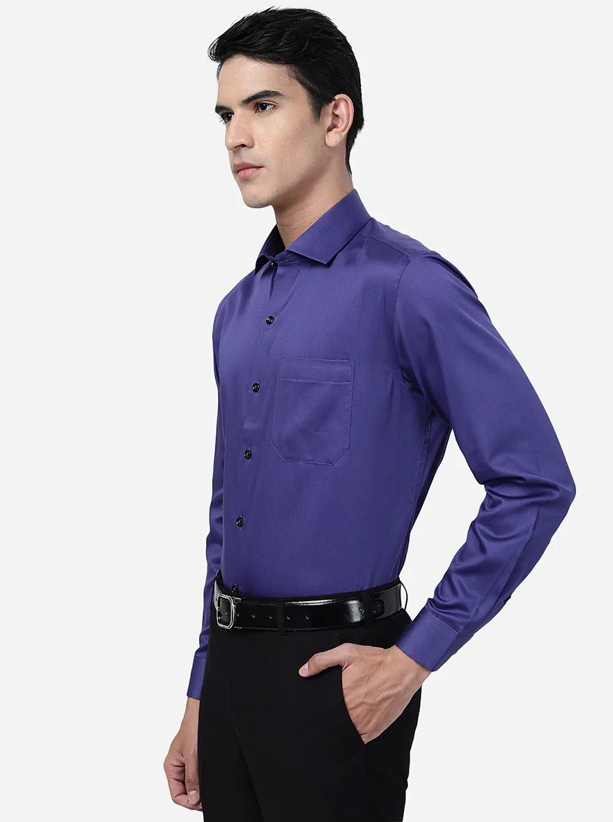Dark Purple Solid Slim Fit Formal Shirt | Greenfibre