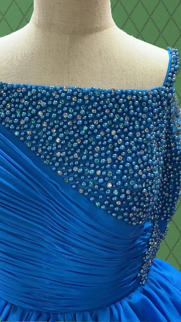 Elegant Pageant Dress with Glitz Beaded Bodice