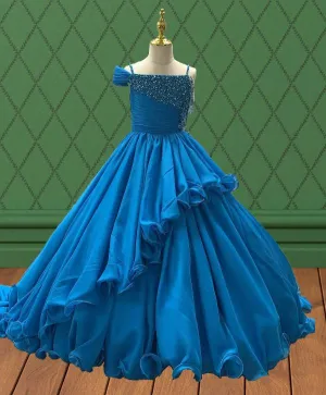 Elegant Pageant Dress with Glitz Beaded Bodice