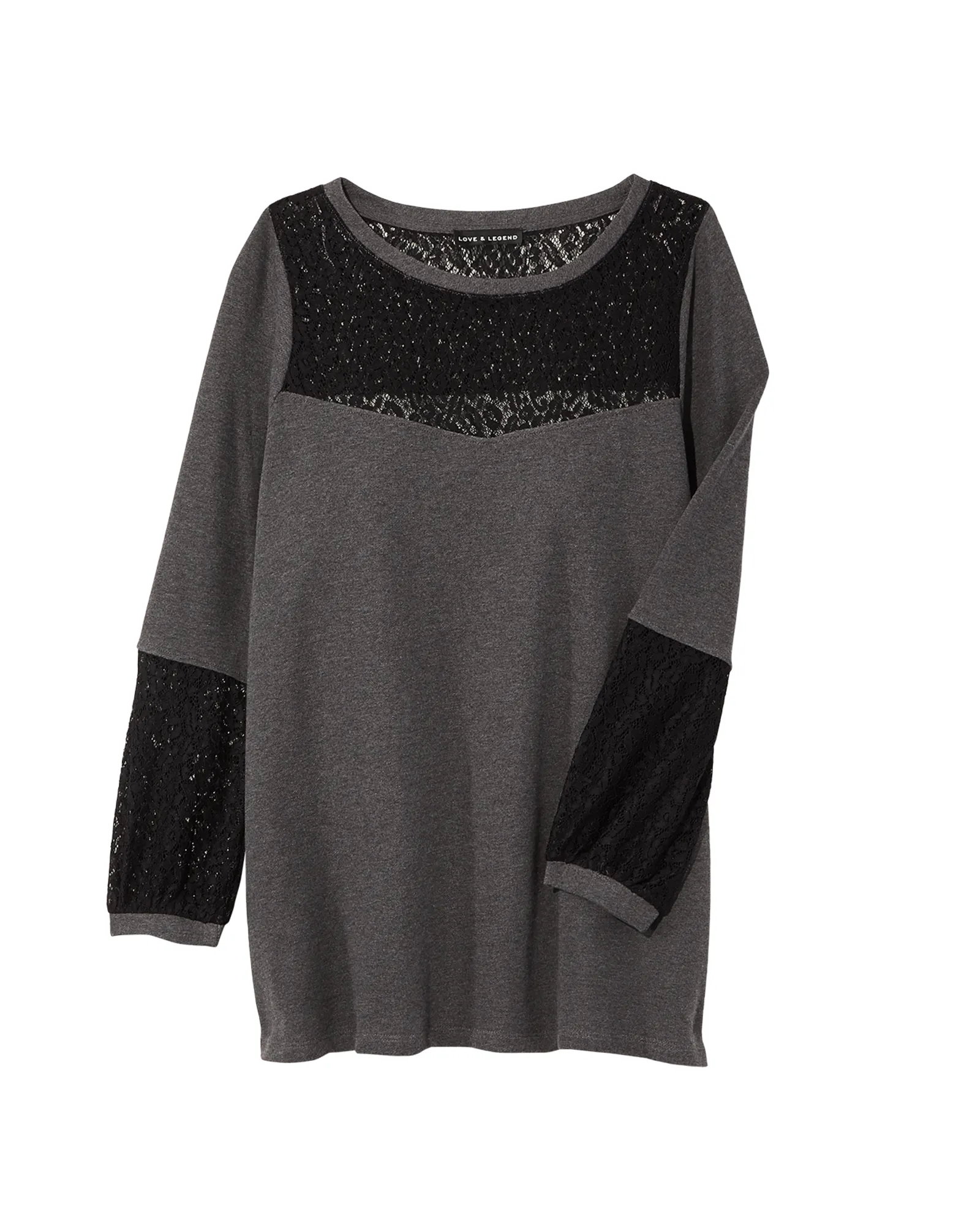 Ellie Lace Pullover | Charcoal Grey / Black