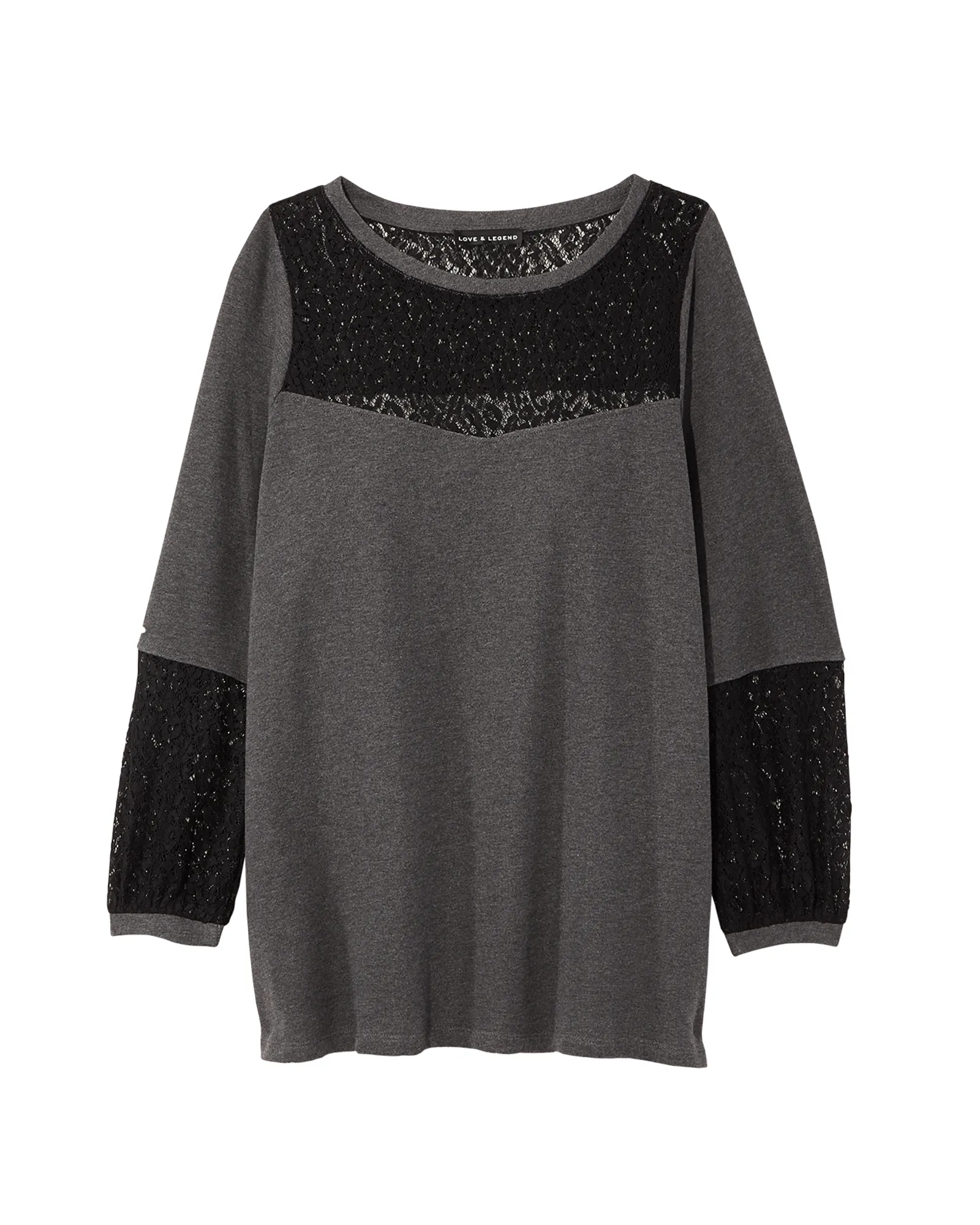 Ellie Lace Pullover | Charcoal Grey / Black