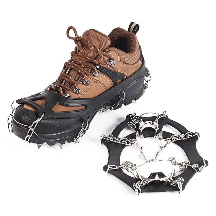 F11-1 11 Teeth 201 Stainless Steel Outdoor Snow and Ice Mountaineering Non-slip Shoes Cover(M Orange)