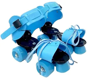 Famous Quality® Adjustable Indoor/Outdoor Quad Dry Roller Skates for Girls and Boys;Age Group 5-12 Years; Metal Plastic, Blue