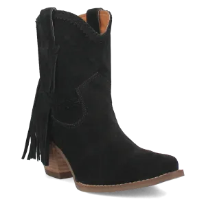 Fandango Black Suede Leather & Fringe Bootie (DS)