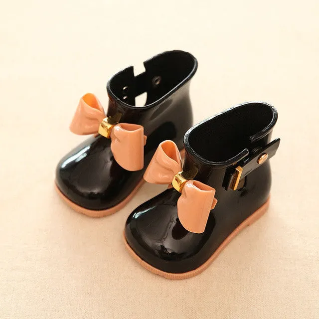 Fashion Children's Rain Boots Autumn Girls Princess Shoes Spring Bow Female Child Rain Boots Waterproof Baby Girls Short Boots