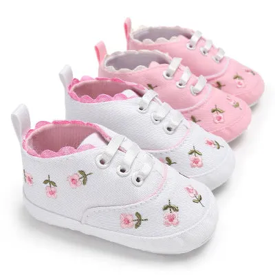 Fashion Infant Tollder Embroidery Canvas  Shoes Baby Boys Girls Sneaker Prewalker 0-18M