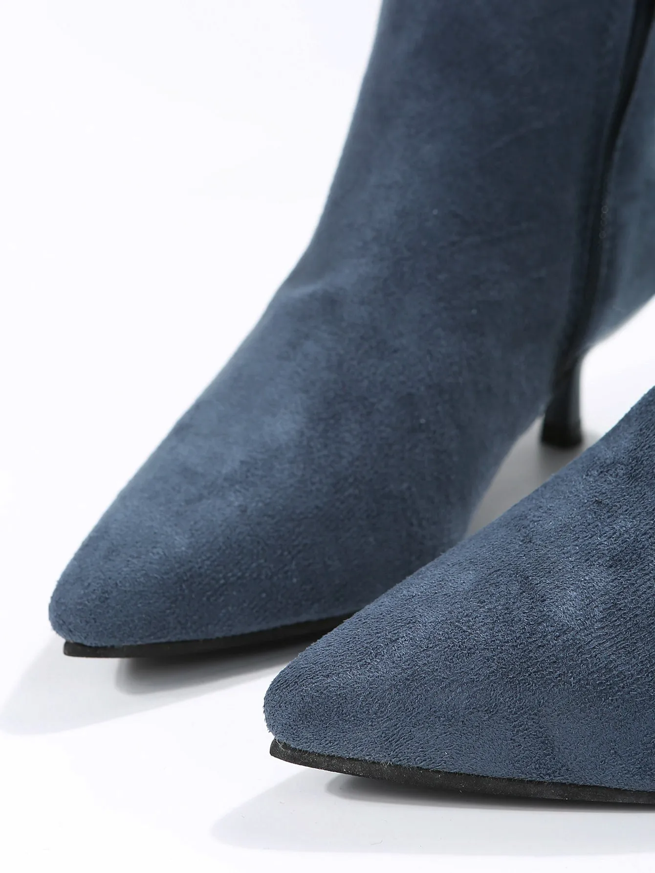 Faux Suede Zipper Side Point Toe Stiletto Heeled Booties