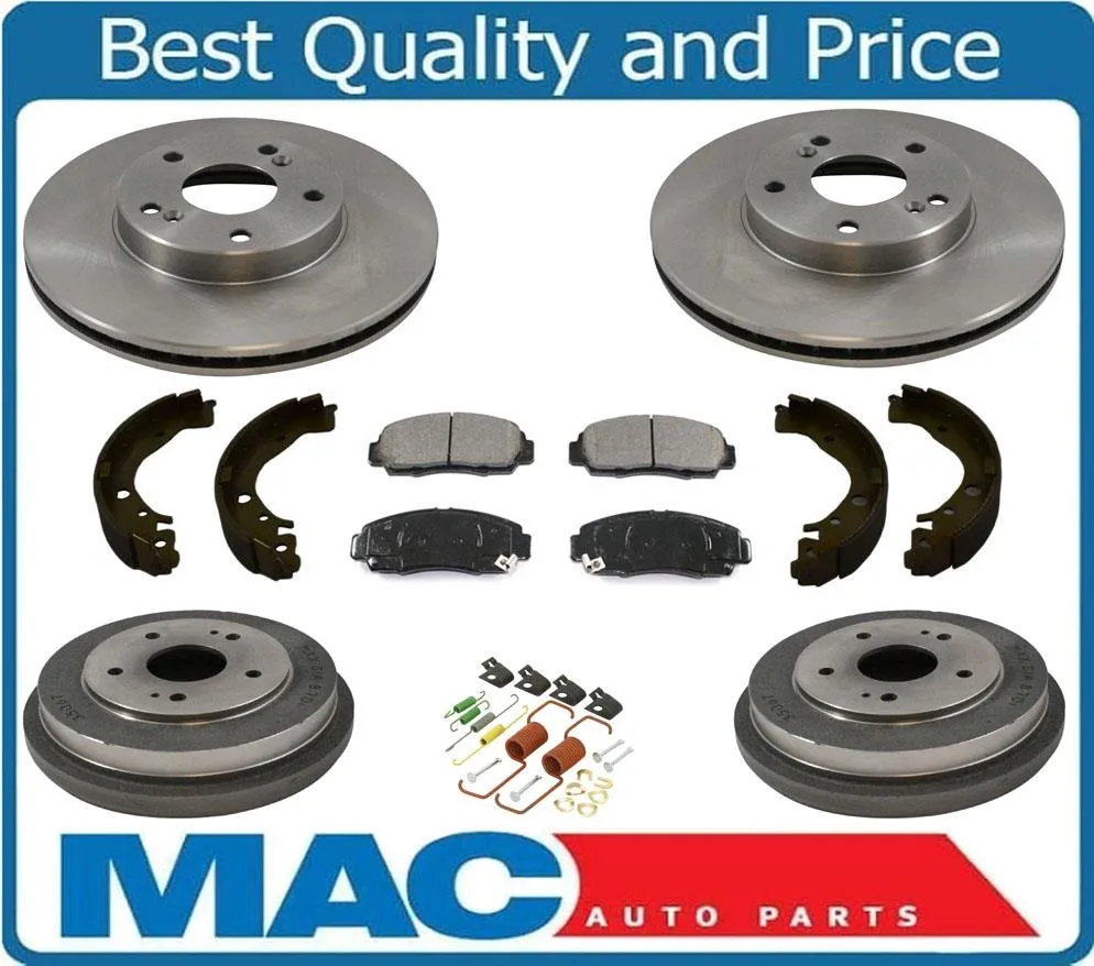 Front Rotors Rear Drums Brake Pads Shoes Spring Kit for Honda GX 2006-2010