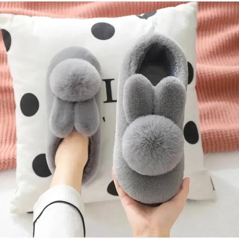 Furry Bunny Plush Indoor Shoes