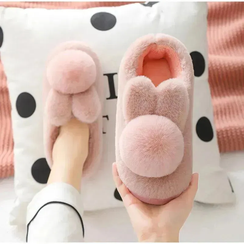 Furry Bunny Plush Indoor Shoes