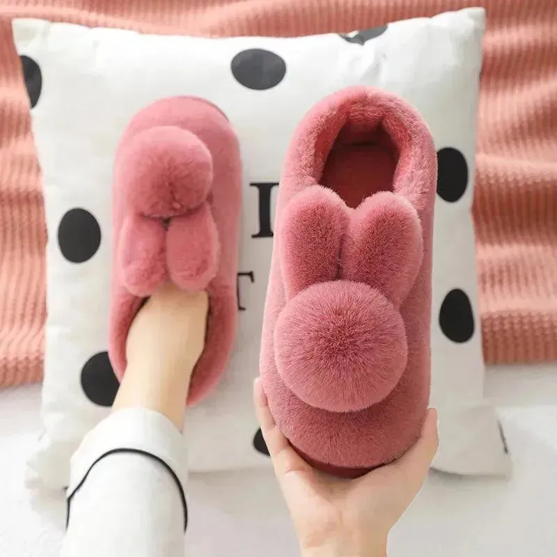 Furry Bunny Plush Indoor Shoes