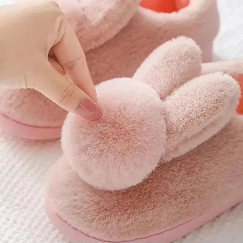 Furry Bunny Plush Indoor Shoes