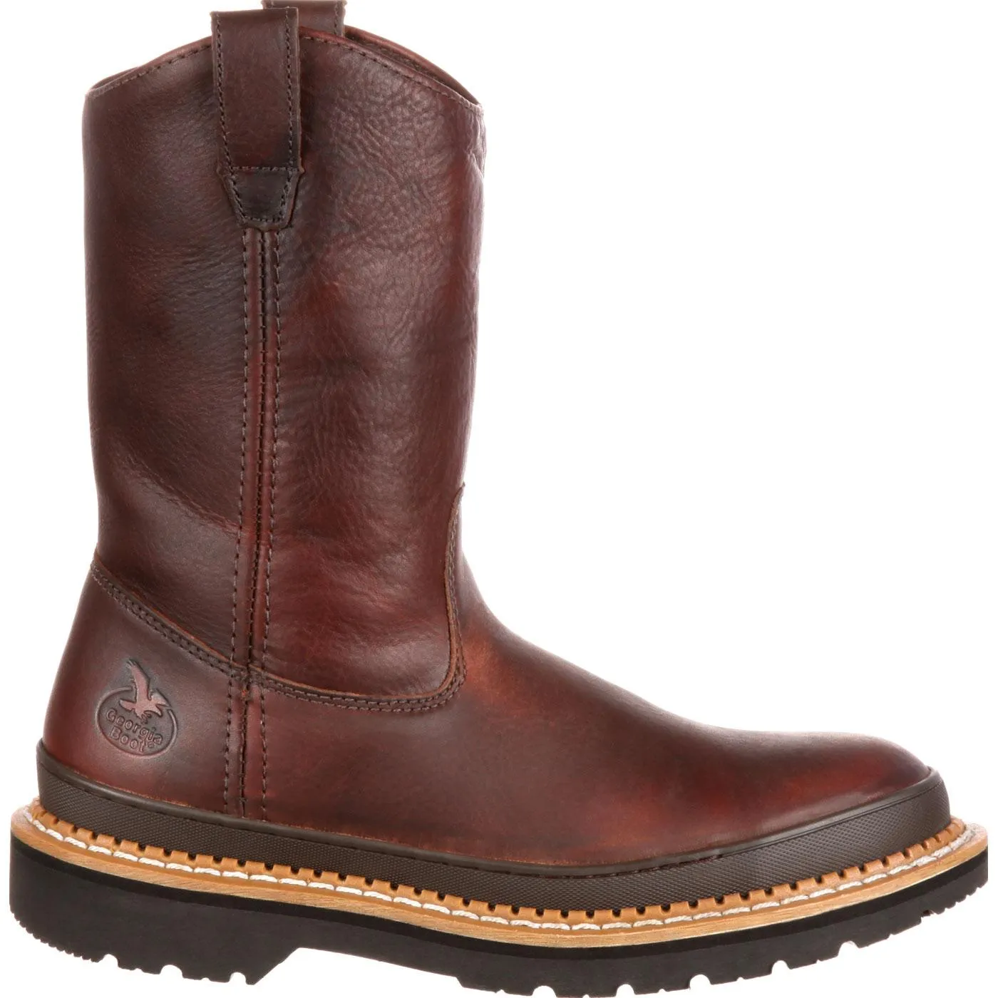 Georgia | Men's Giant Steel Toe Pull-On Work Boot | Soggy Brown