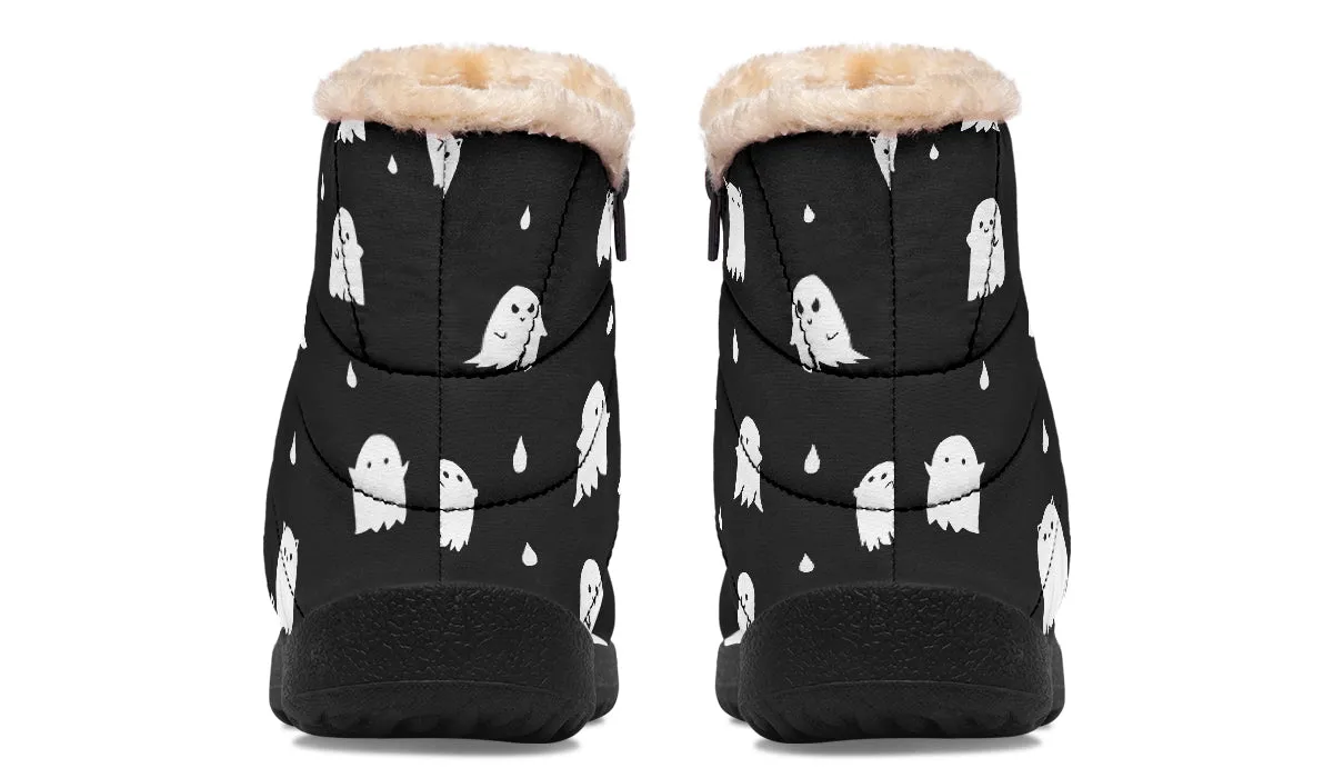 Ghost Party Comfy Winter Boots - Warm Vegan Boots with Side Zipper and Anti-Slip Soles