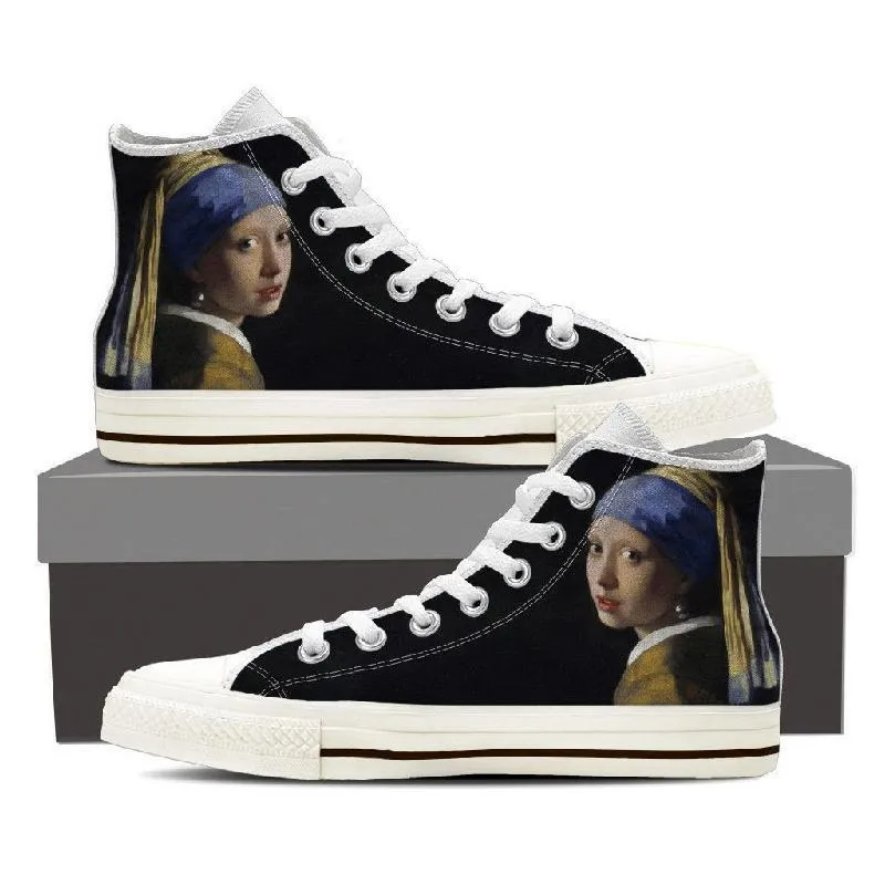 Girl with Pearl Earring High Top Men Shoes