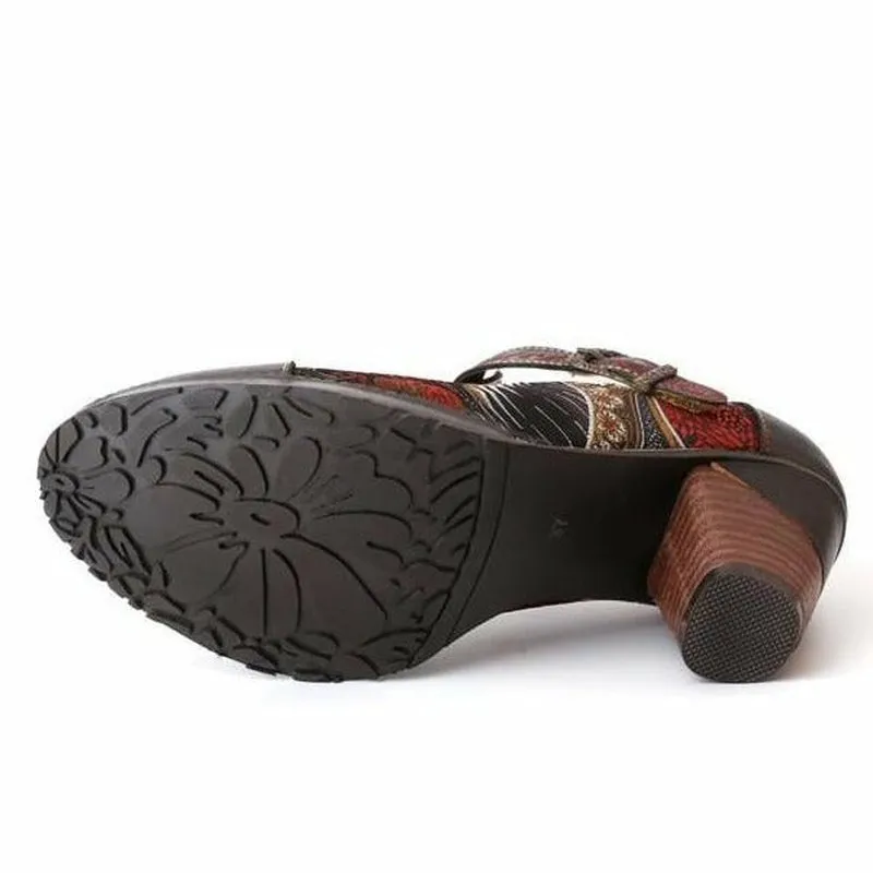 Handmade Embroidered Round Toe Leather Shoes