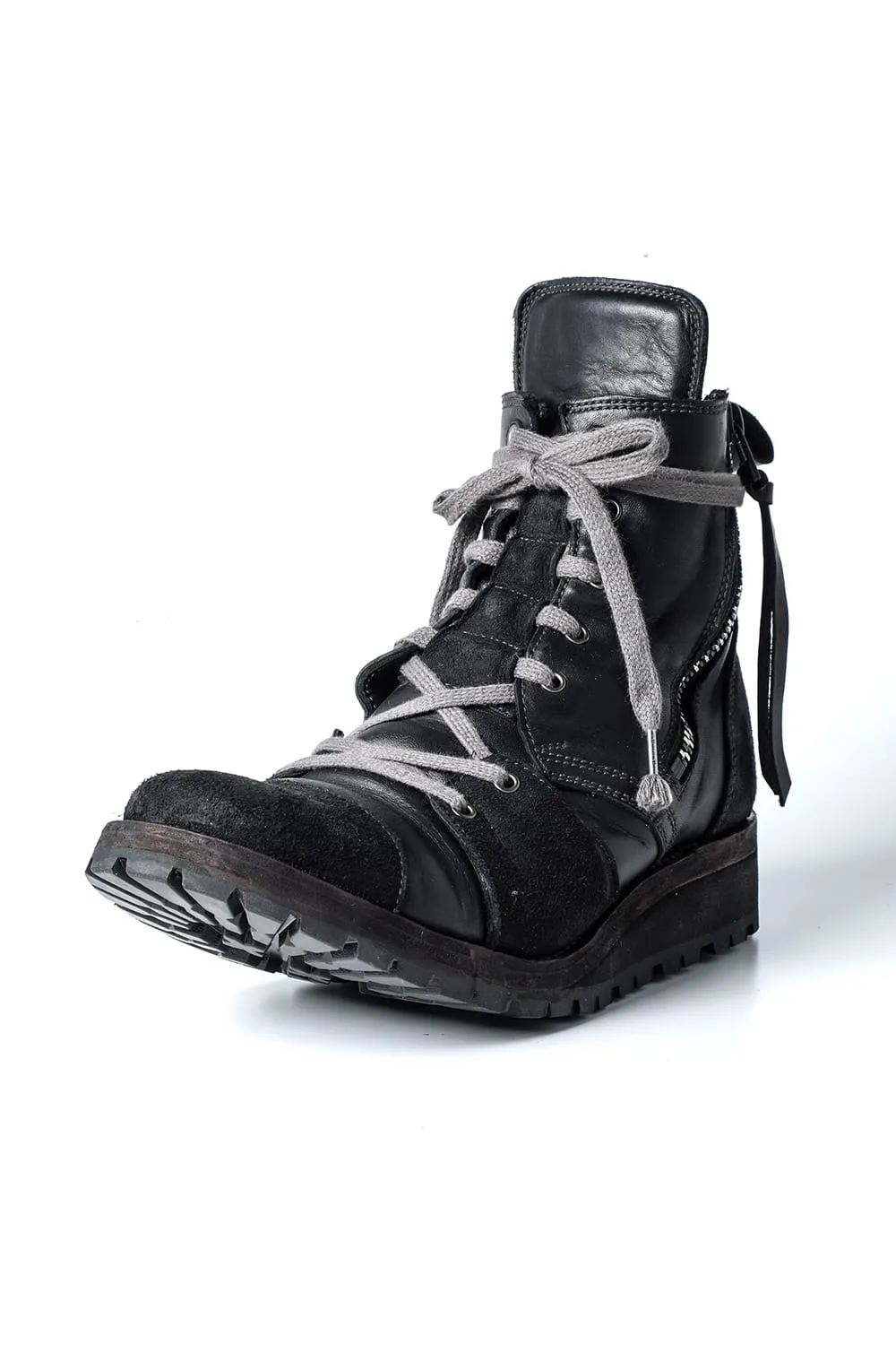 Horse Leather Lace-Up Sneaker Boots   Bone White