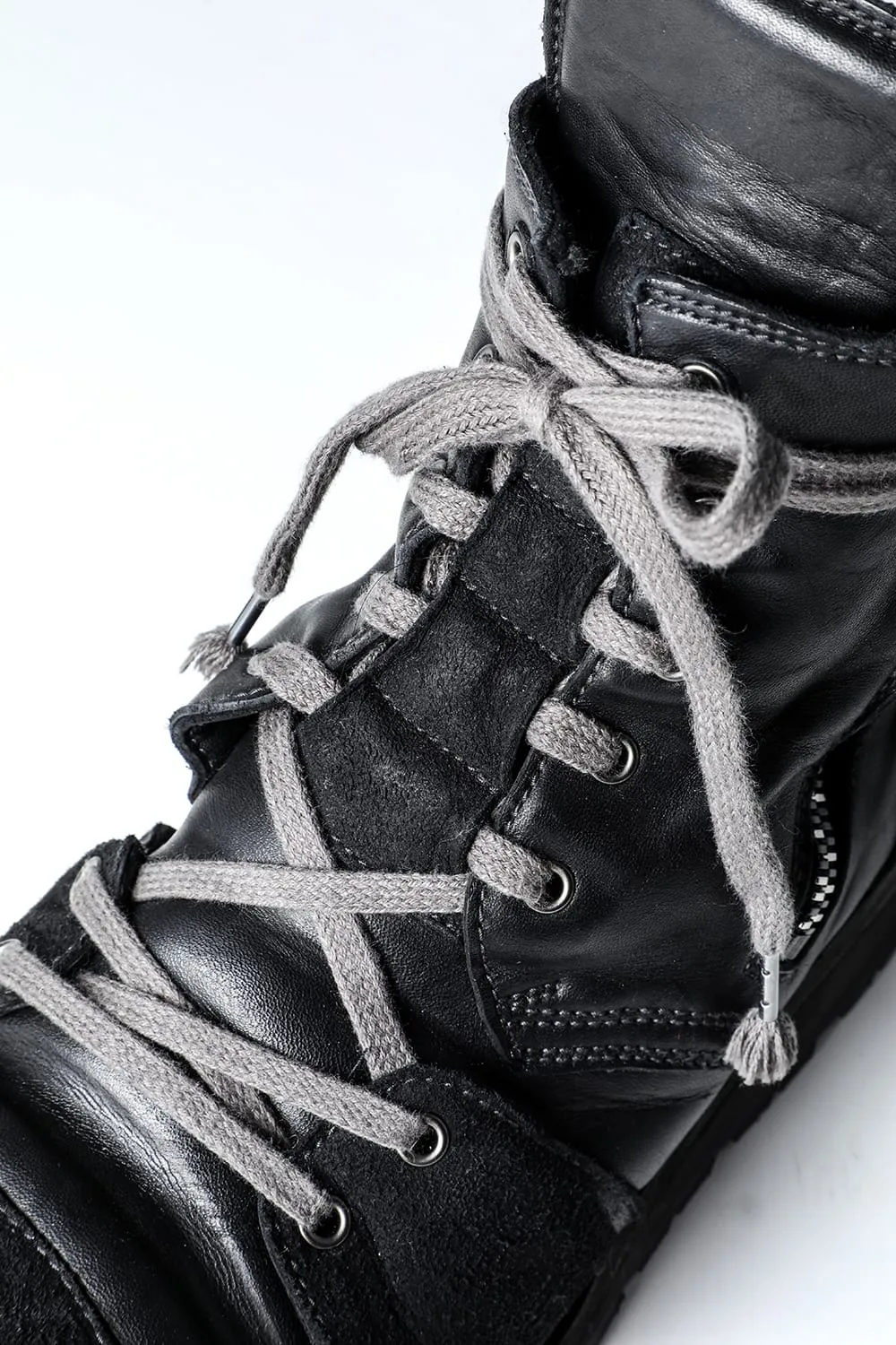 Horse Leather Lace-Up Sneaker Boots   Bone White