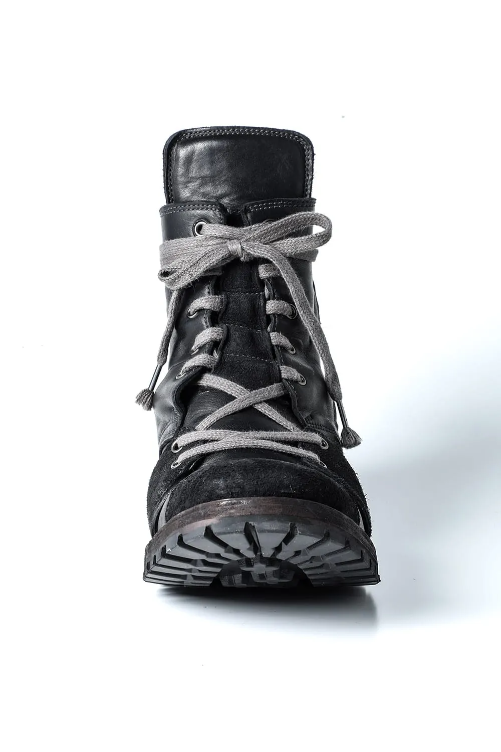 Horse Leather Lace-Up Sneaker Boots   Bone White
