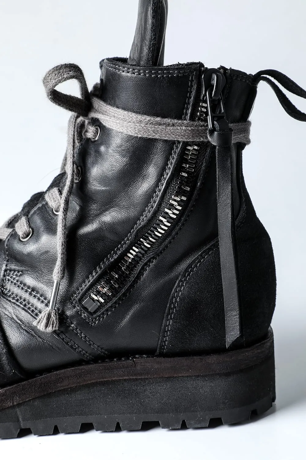Horse Leather Lace-Up Sneaker Boots   Bone White