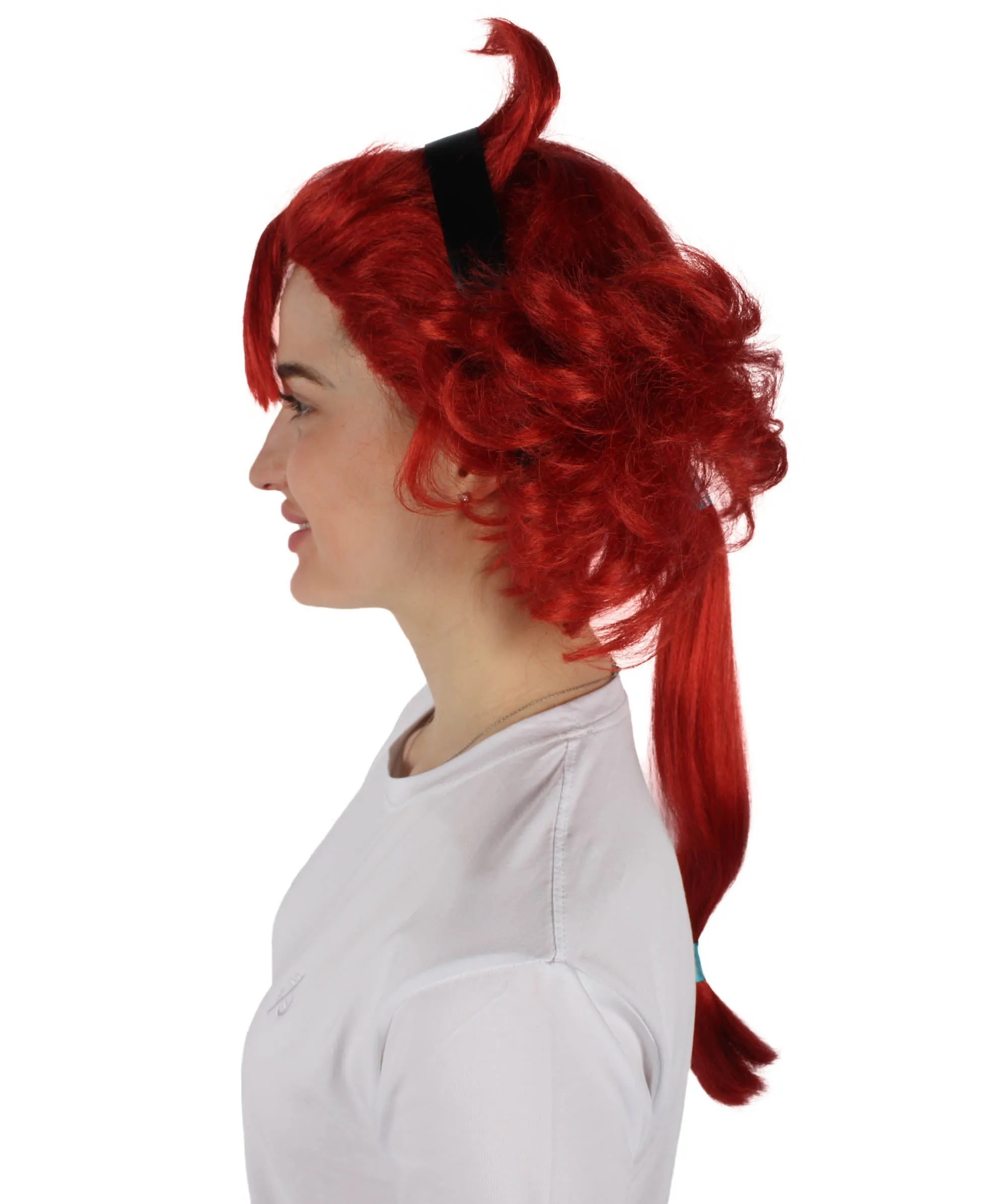 HPO Adult Women's Anime Mercury Protagonist Long Red Wig| Perfect for Halloween| Flame-retardant Synthetic Fiber