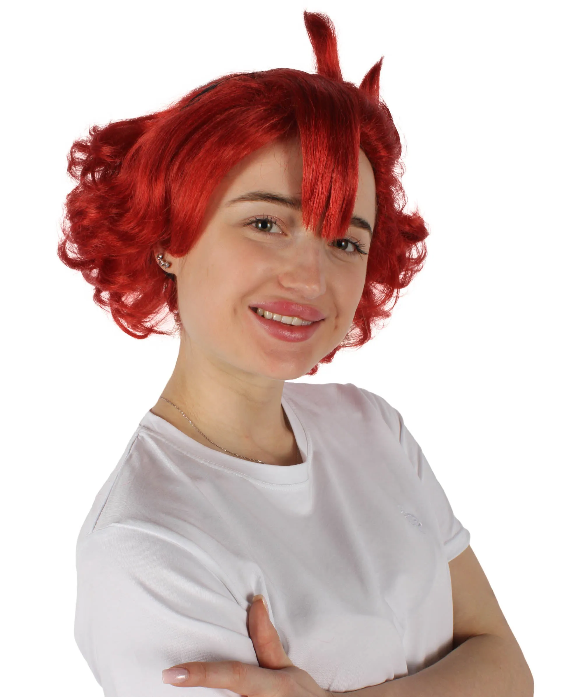 HPO Adult Women's Anime Mercury Protagonist Long Red Wig| Perfect for Halloween| Flame-retardant Synthetic Fiber