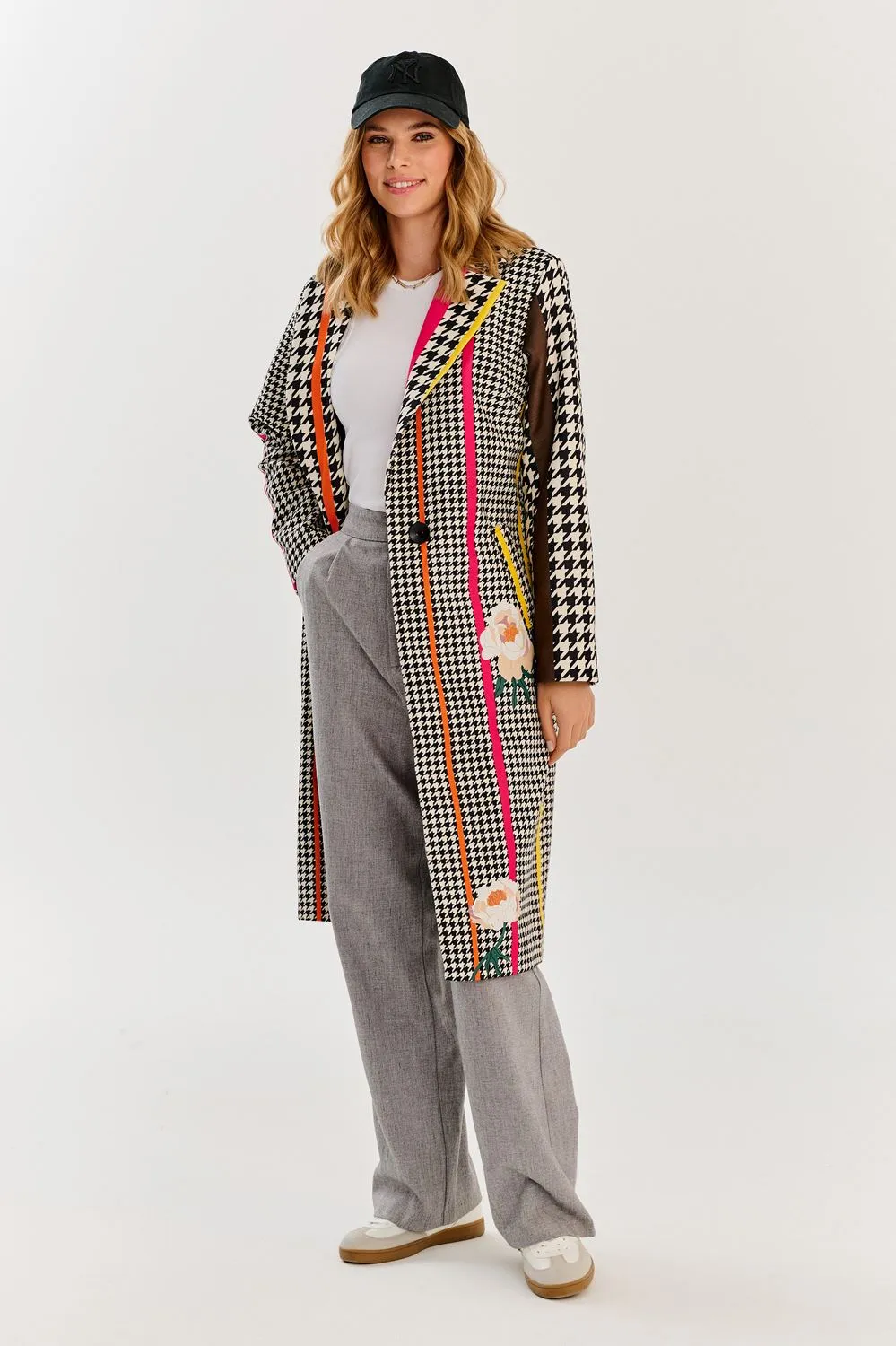 Hypnotic Soul Patchwork coat with a classic cut