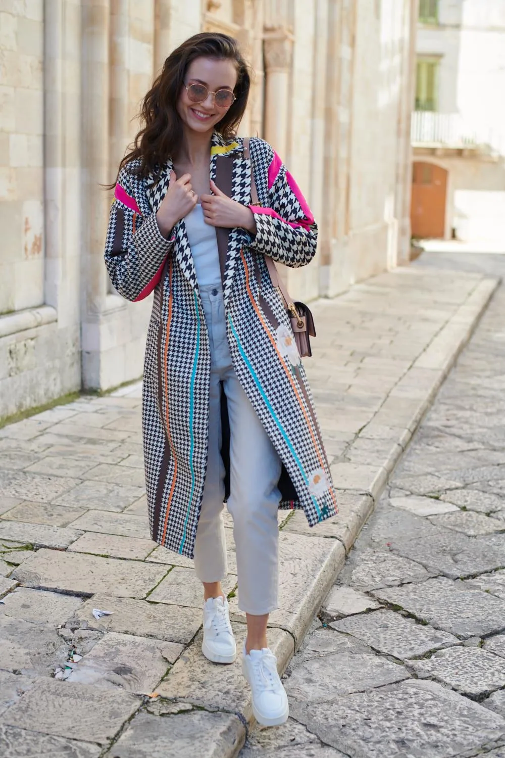 Hypnotic Soul Patchwork coat with a classic cut