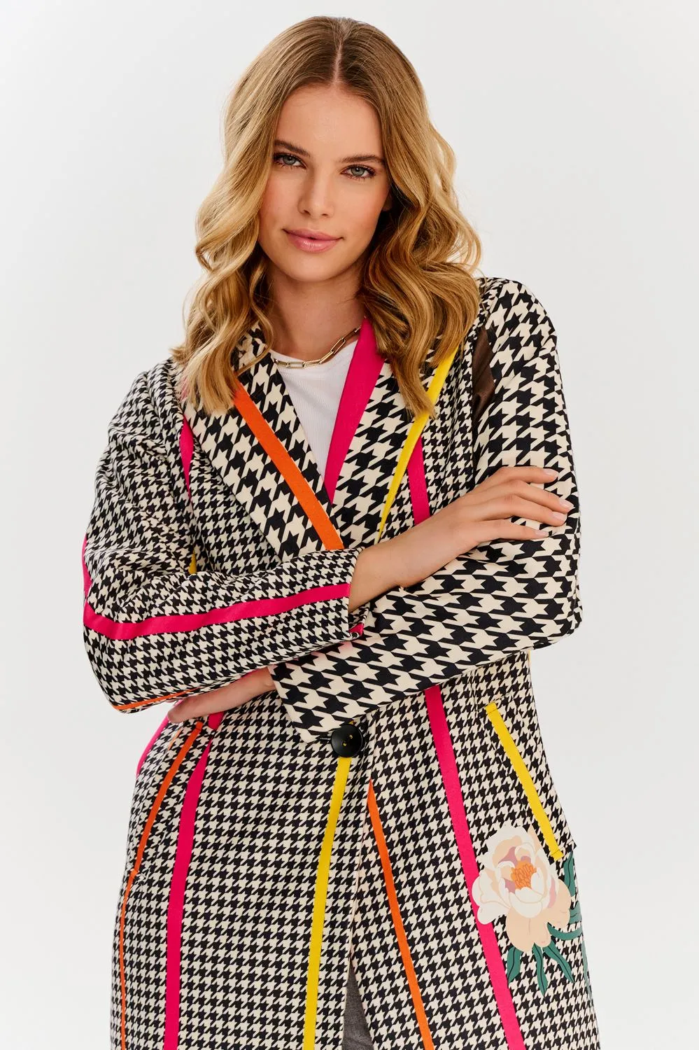 Hypnotic Soul Patchwork coat with a classic cut