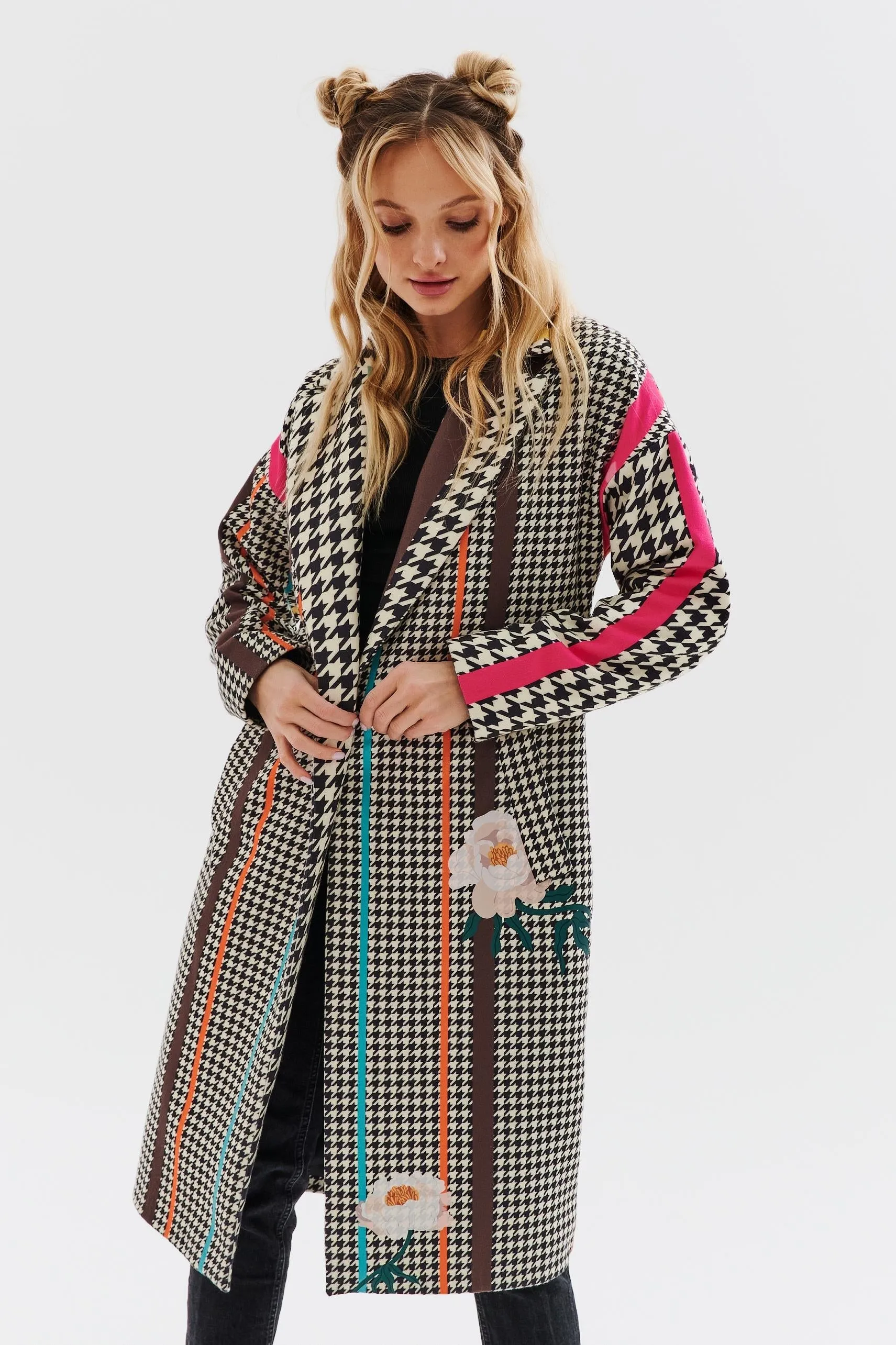 Hypnotic Soul Patchwork coat with a classic cut