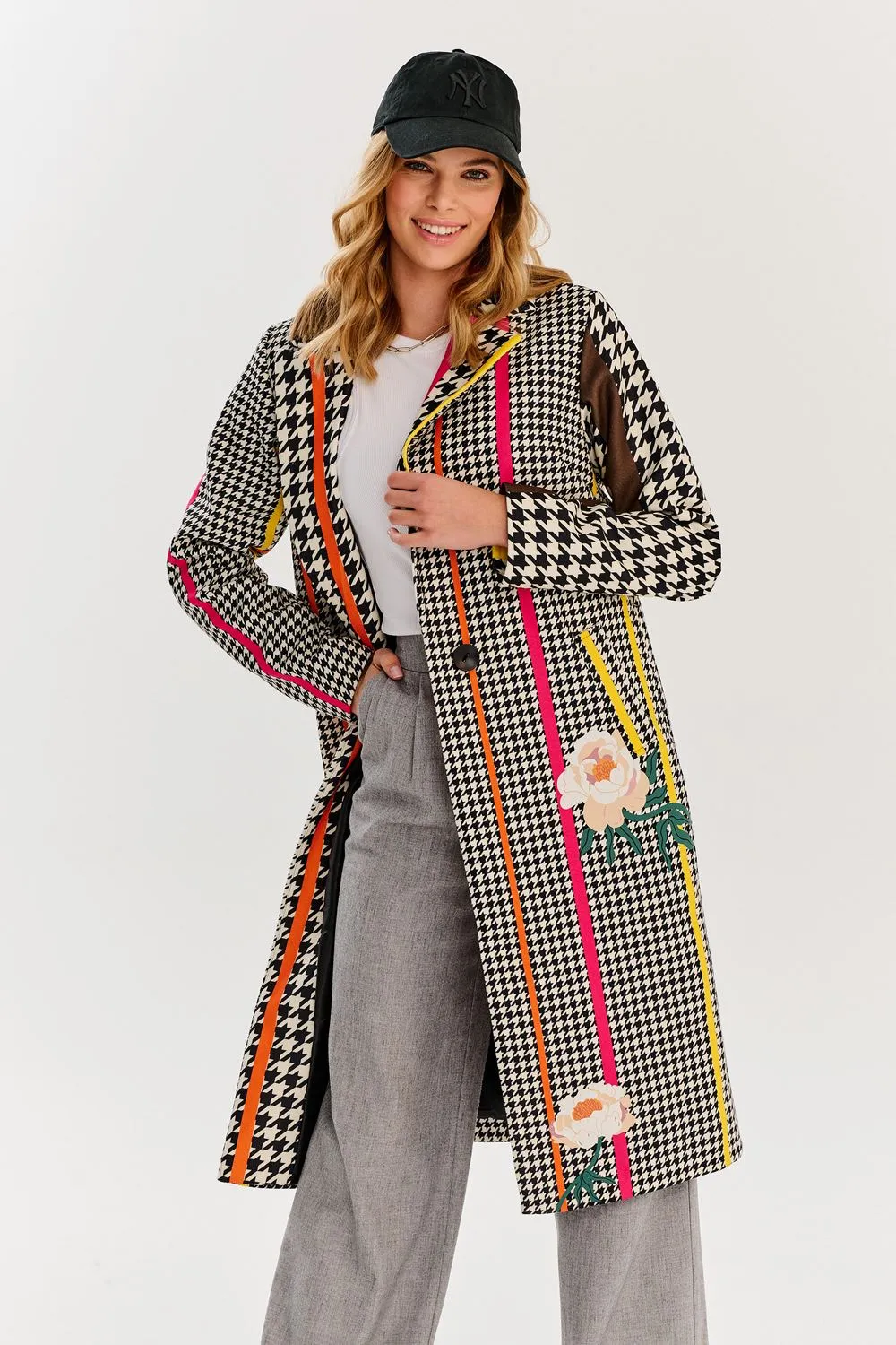 Hypnotic Soul Patchwork coat with a classic cut