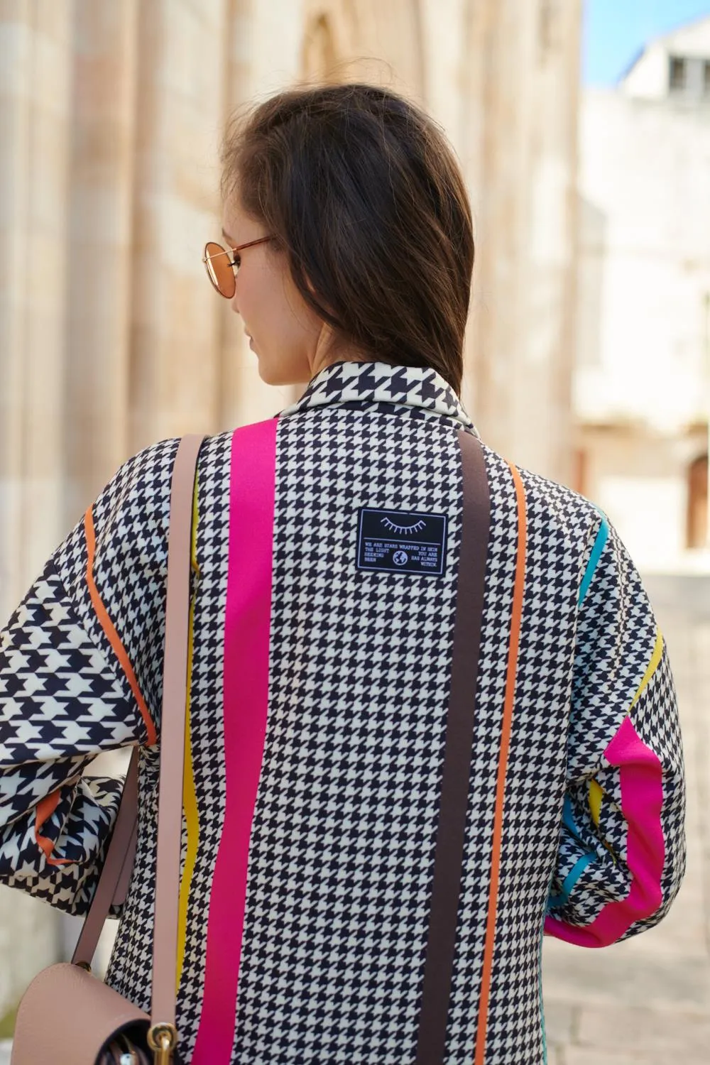 Hypnotic Soul Patchwork coat with a classic cut
