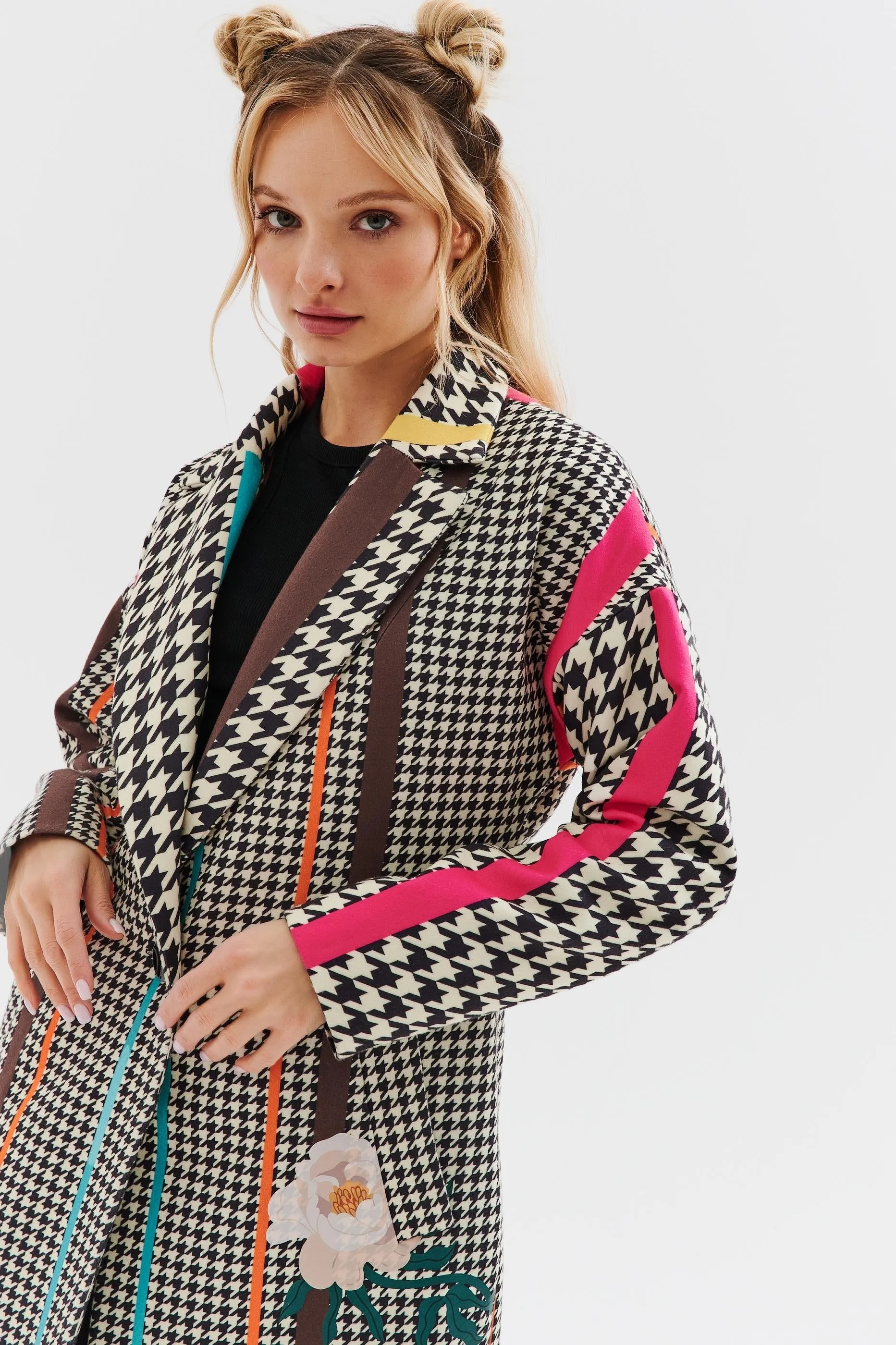 Hypnotic Soul Patchwork coat with a classic cut