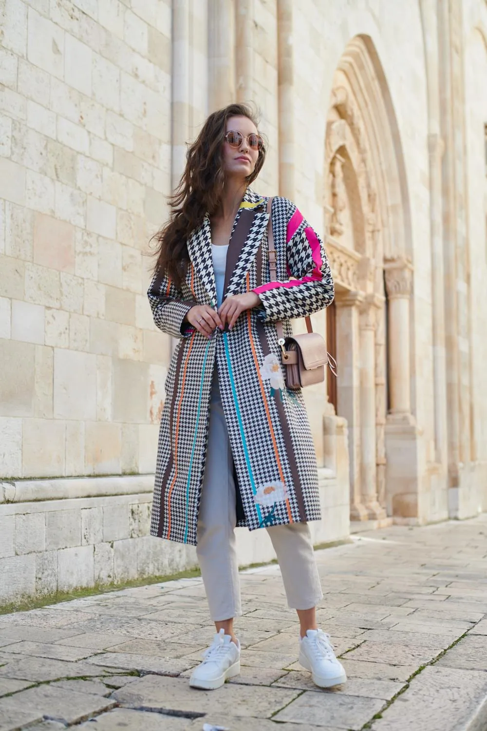 Hypnotic Soul Patchwork coat with a classic cut