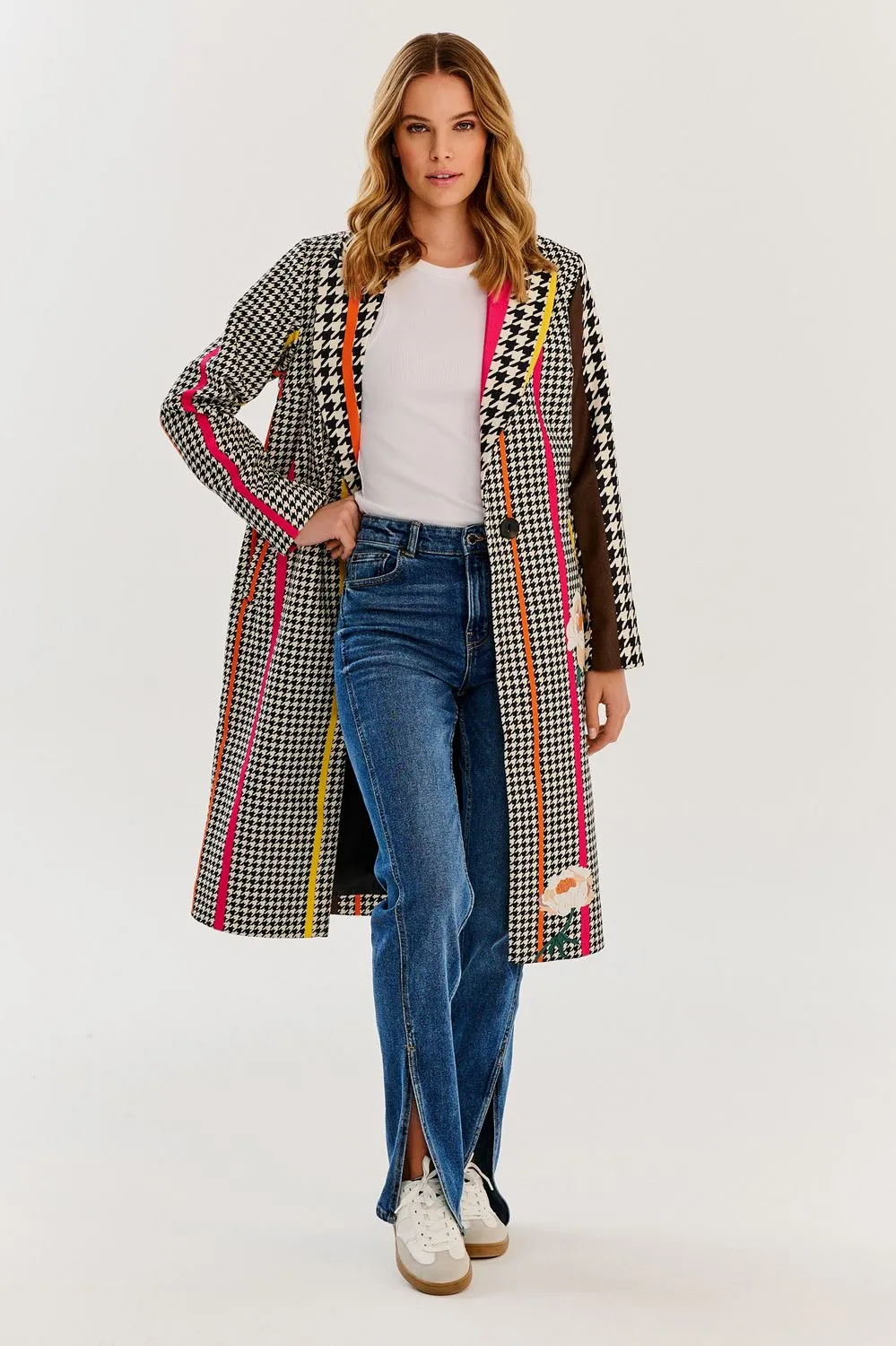 Hypnotic Soul Patchwork coat with a classic cut