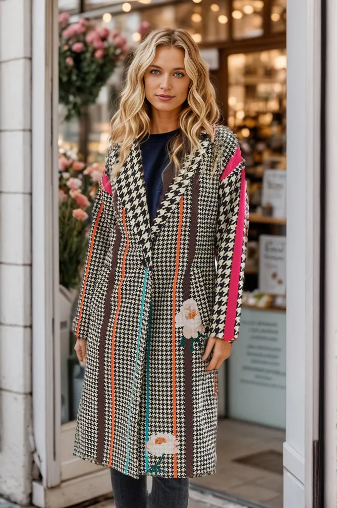 Hypnotic Soul Patchwork coat with a classic cut