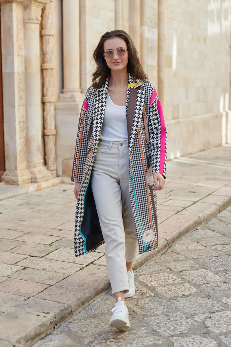 Hypnotic Soul Patchwork coat with a classic cut