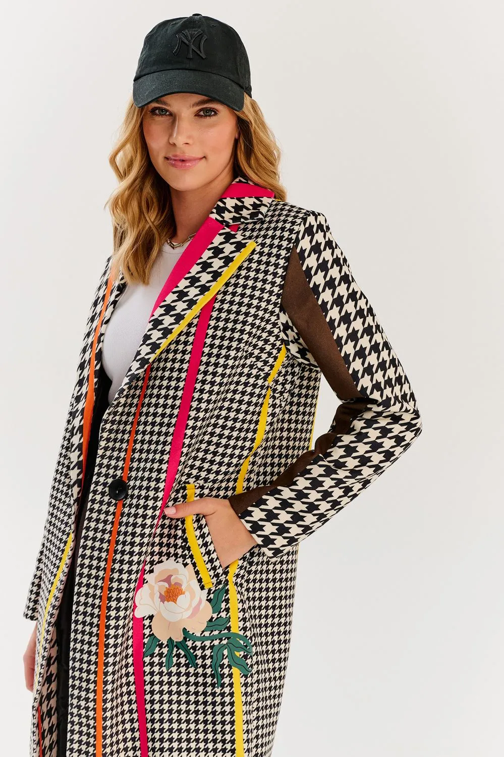 Hypnotic Soul Patchwork coat with a classic cut